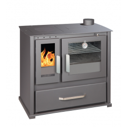 Syrios Alea KS-2000A Κουζίνα ξύλου από Χάλυβα με Θερμοθάλαμο και Χάλυβα 11,5kw Grey